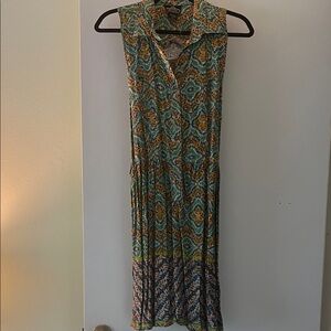 Angie Blue and Orange Patterned Maxi Dress
